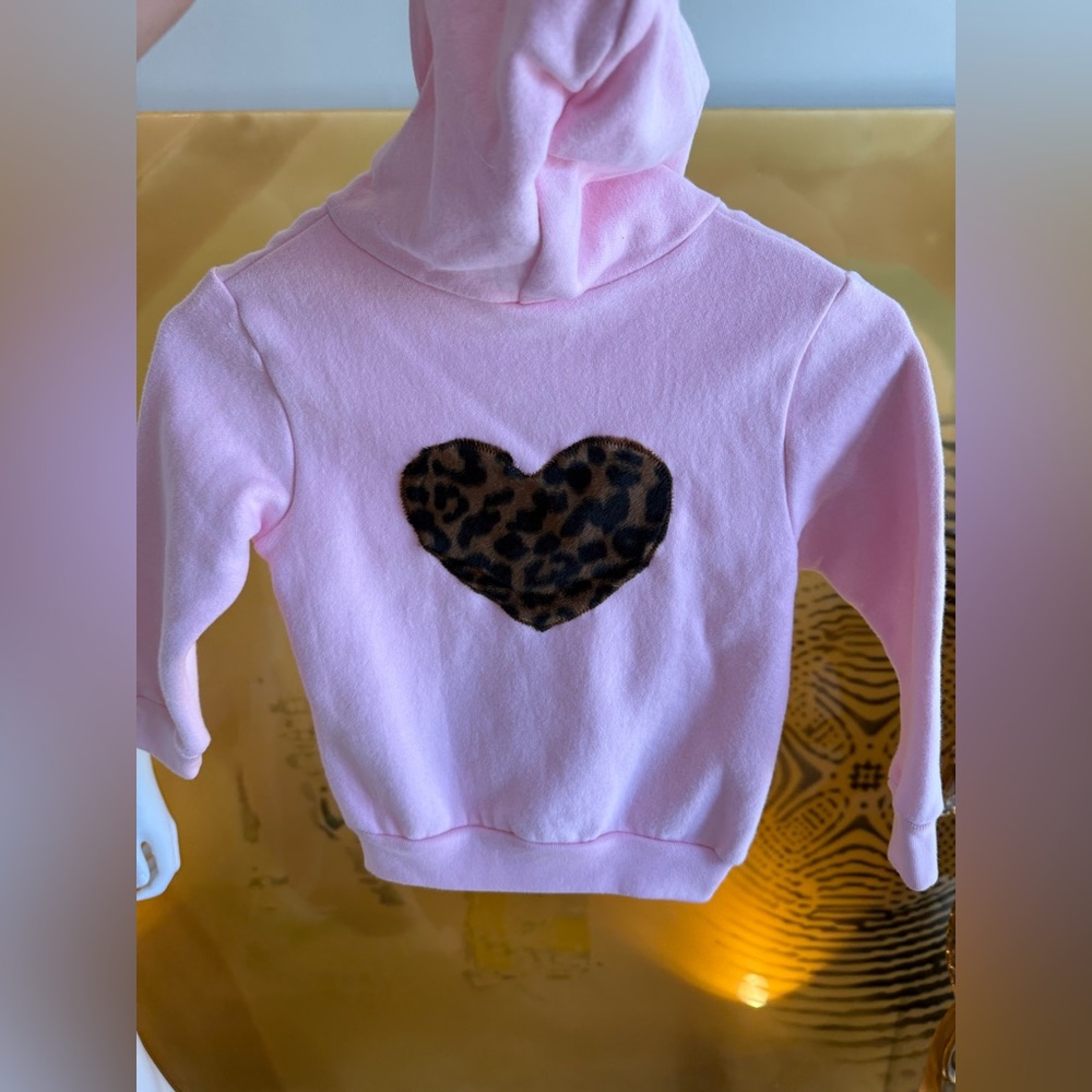 Fleece Leopard  Heart Cozy Sweatshirt For Girls